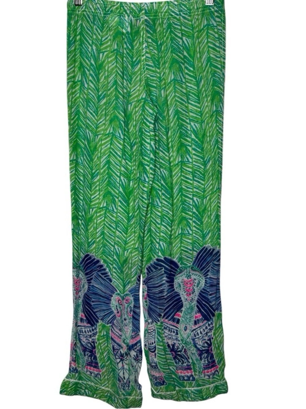 Lilly Pulitzer Palazzo Pant in Toucan Green Elephants Cotton Lightweight XS - Picture 2 of 9